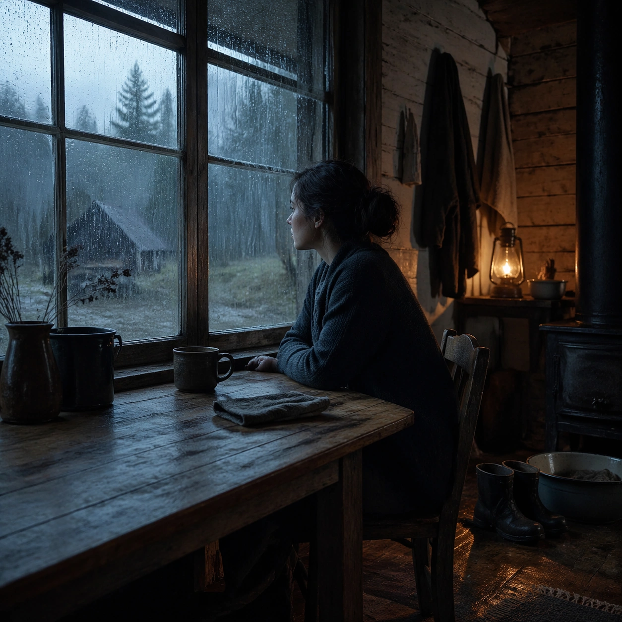 Quiet Rain-Window Table Scene — ChaosRealmsAI · MIT