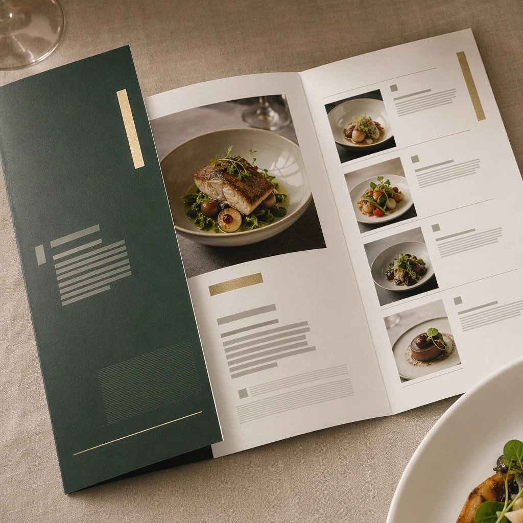 Fine-Dining Folded Menu Mockup — ChaosRealmsAI · MIT