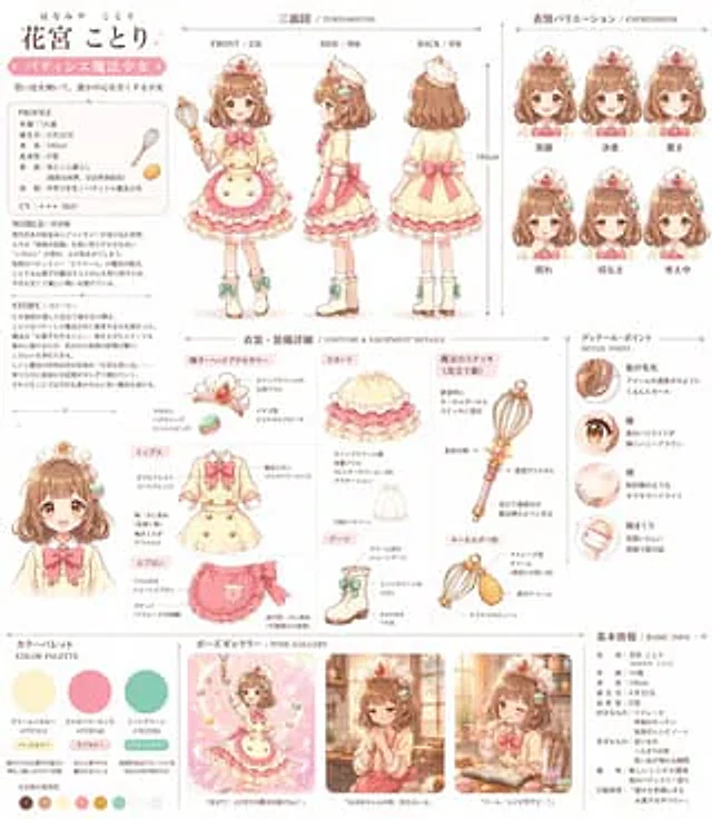 Example generated from “Anime Magical Girl Character Reference Sheet”