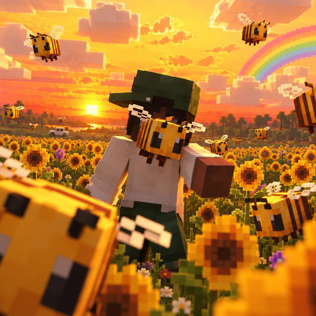 Minecraft Character in Sunflower Field