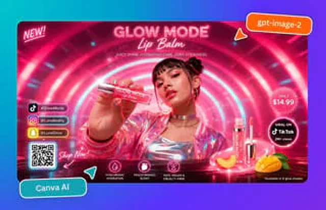 Example generated from “Neon Lip Balm Launch Ad”