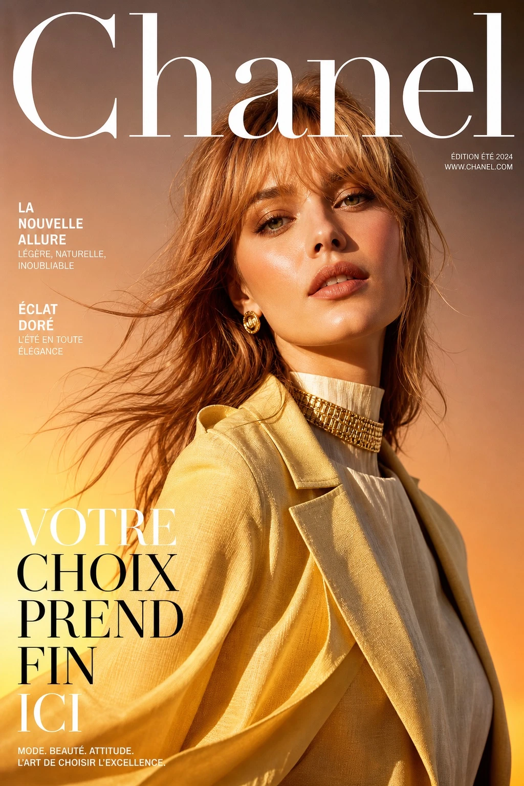AI Fashion Magazine-cover Study — Chanel Masthead Mockup — ClawLabs AI · MIT