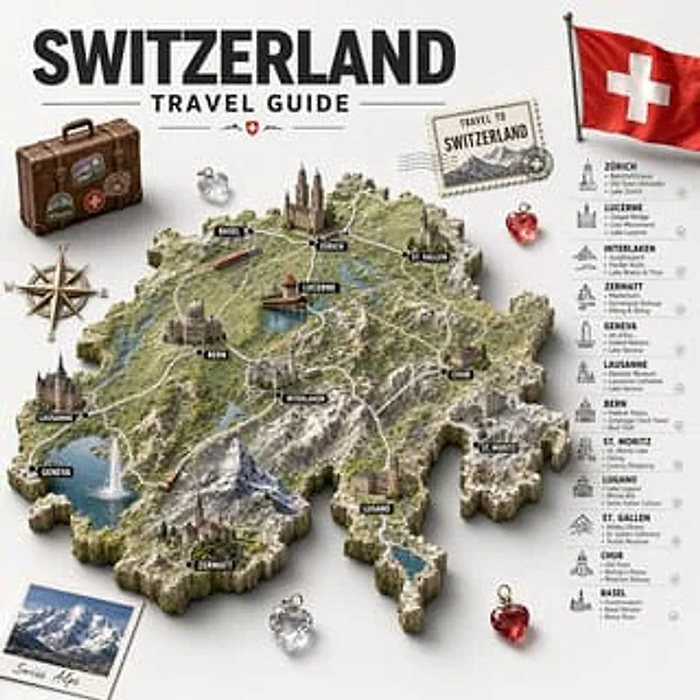 Example generated from “Swiss Travel Guide Relief Map Poster”