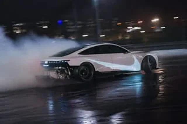 Example generated from “Night Drift Futuristic Sports Sedan”