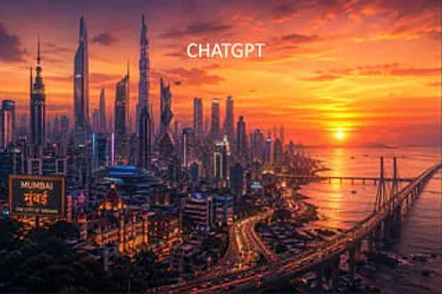 Example generated from “Futuristic Mumbai Sunset Skyline”