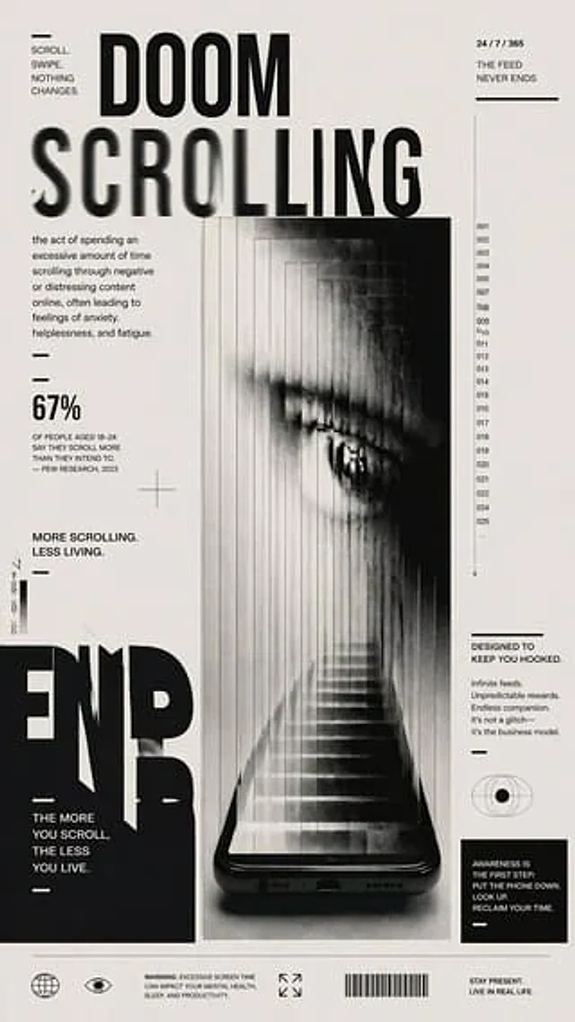 Example generated from “Doomscrolling Editorial Poster”