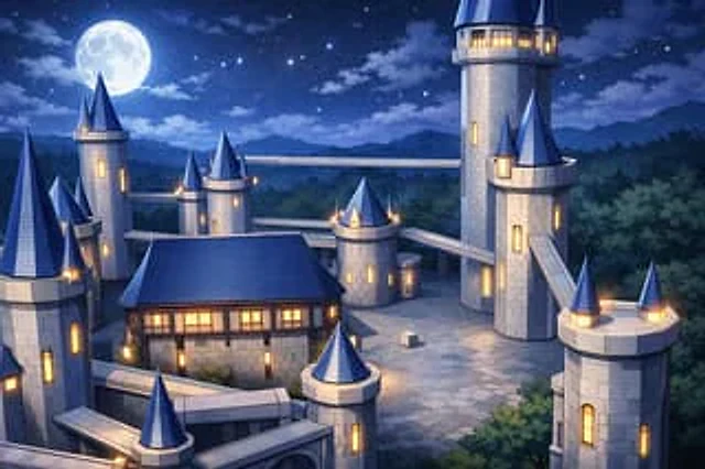 Example generated from “Anime Fantasy Castle at Night”