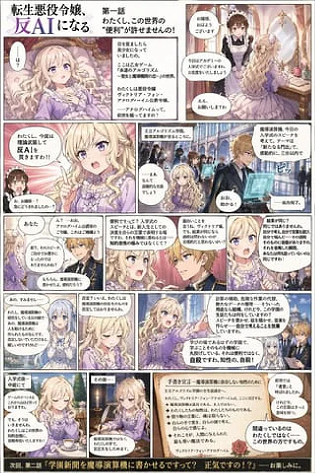 Example generated from “Anti-AI Villainess Manga Poster”