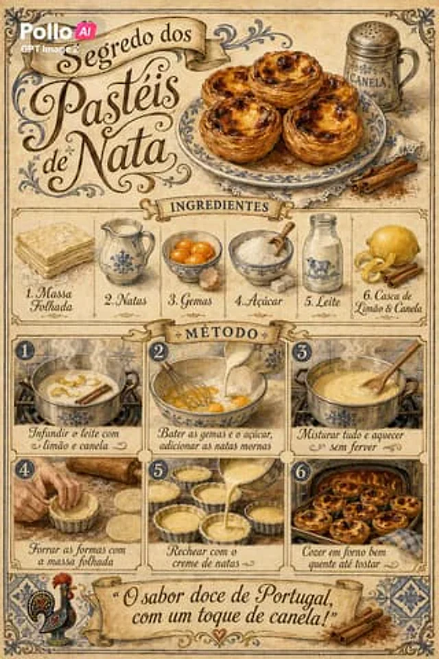 Example generated from “Vintage Pastel de Nata Recipe Poster”