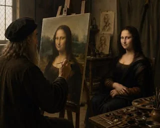 Example generated from “Leonardo Painting the Mona Lisa”