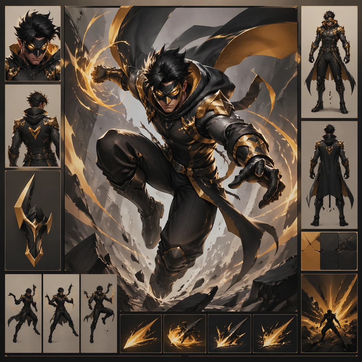 Action-Comic Hero Concept Sheet — ChaosRealmsAI · MIT
