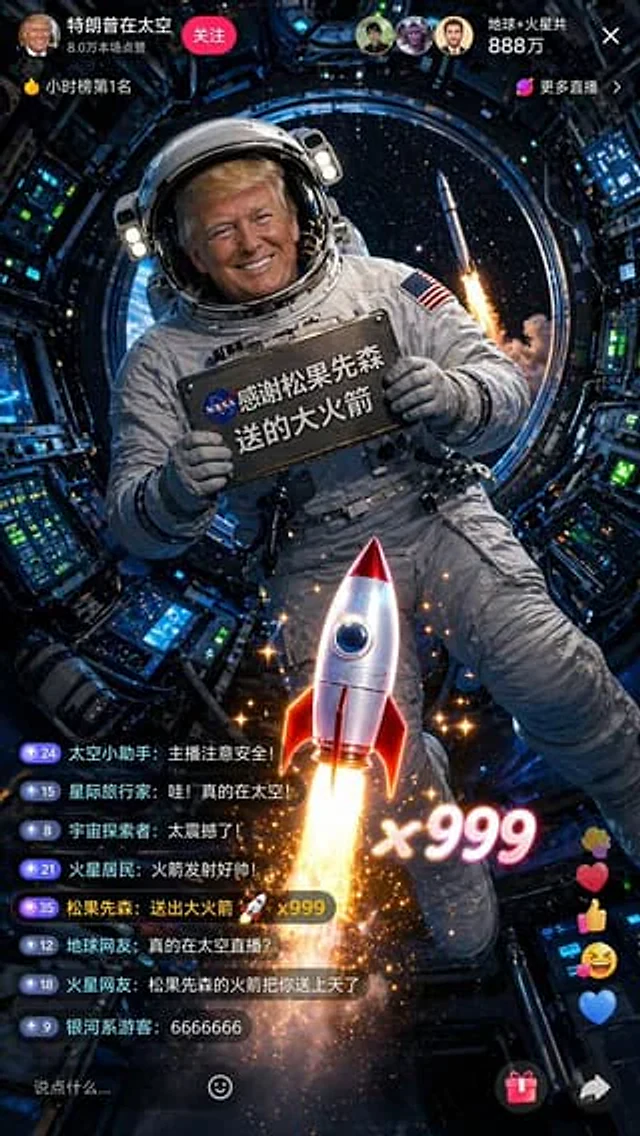 Example generated from “特朗普太空直播间破千万”