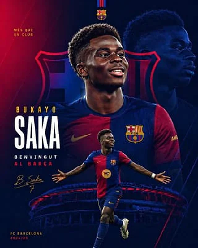 Example generated from “Barcelona Transfer Poster for Saka”