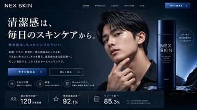Example generated from “Men's Skincare Website Landing Page Mockup”