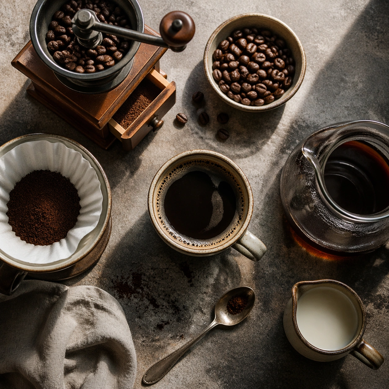 Coffee Beans and Brewing Tools Board — ChaosRealmsAI · MIT