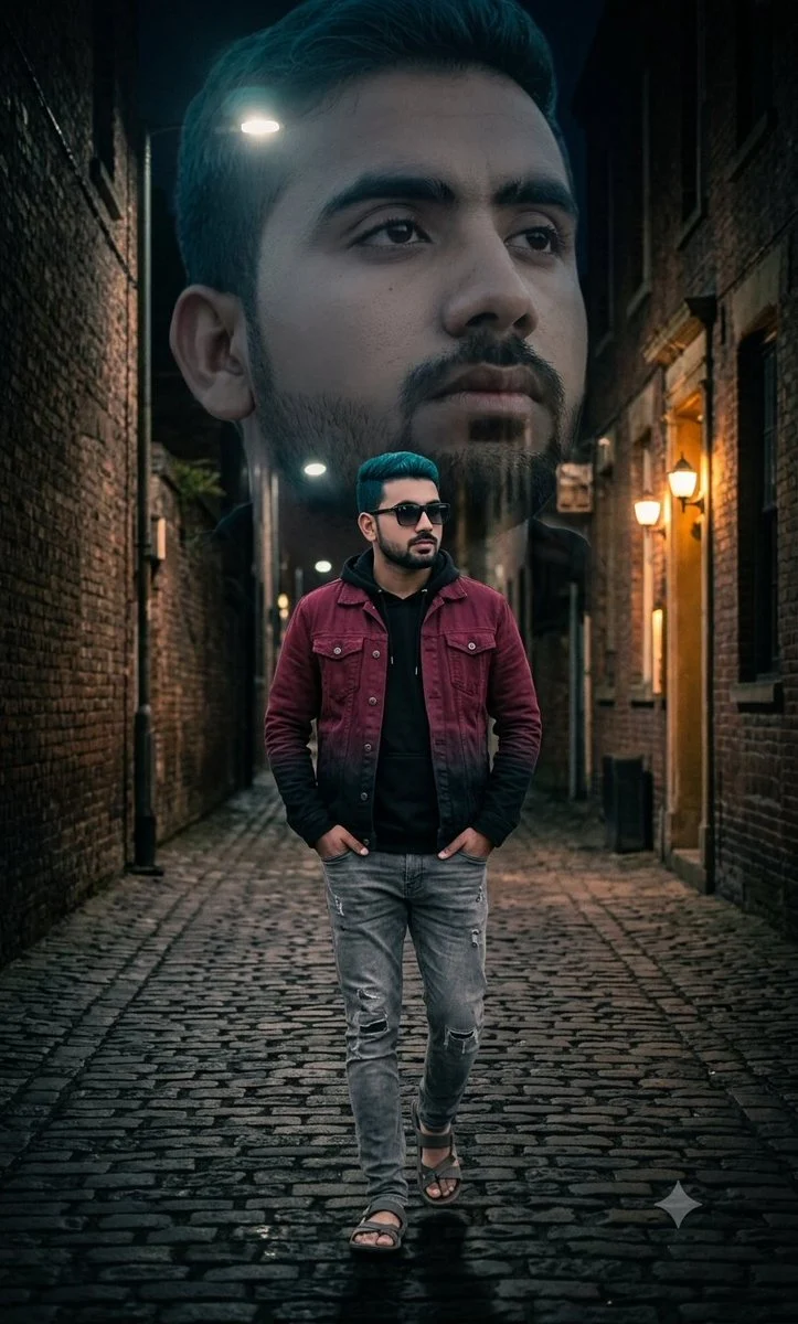 Cinematic Double-Exposure Alley Portrait