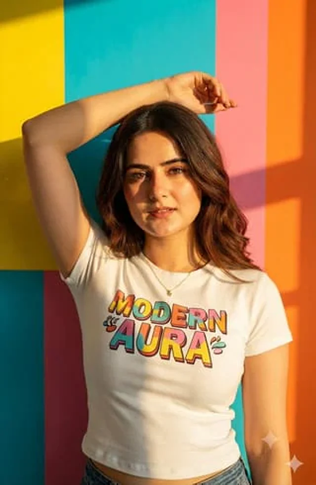 Example generated from “Geometric Color Block Editorial Portrait”