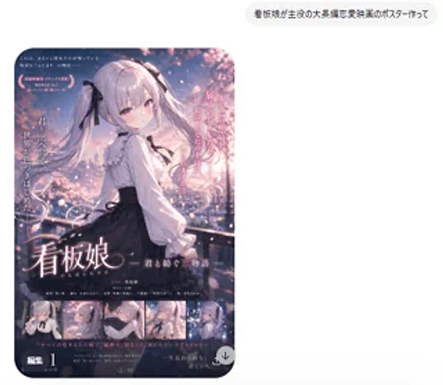 Example generated from “Anime Romance Movie Poster”
