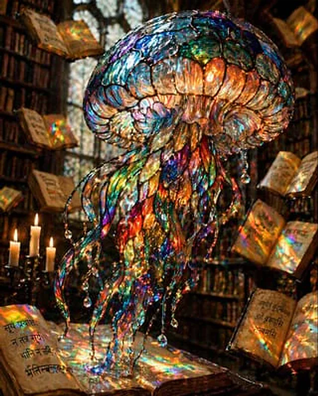 Example generated from “Macro Stained Glass Jellyfish”