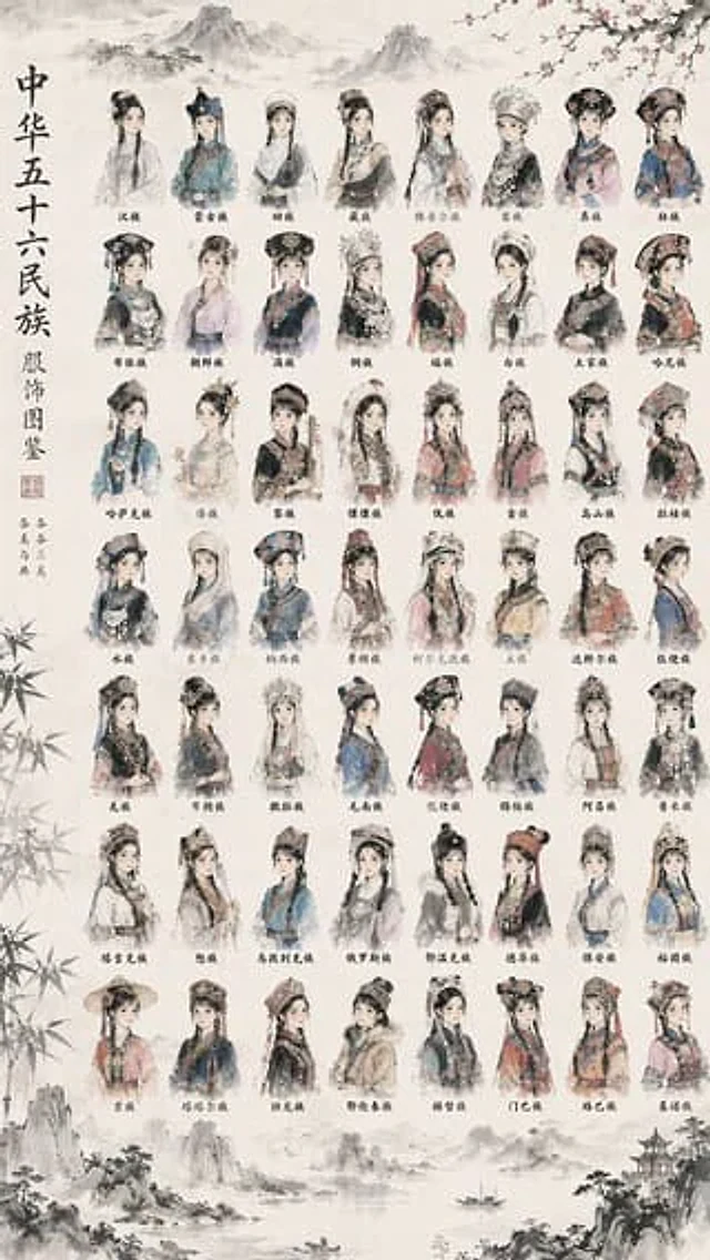 Example generated from “56 Chinese Ethnic Groups Clothing Chart”