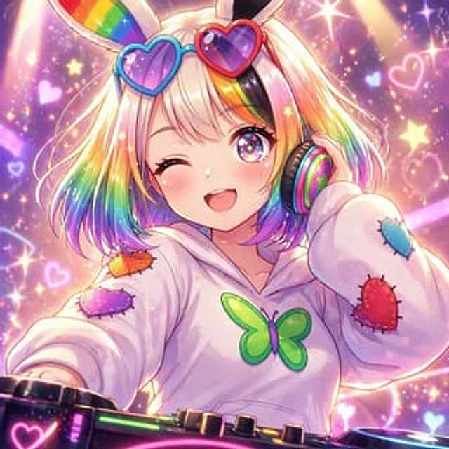 Example generated from “Rainbow Bunny DJ Anime Portrait”