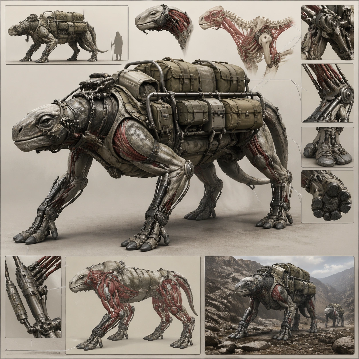 Example generated from “Biomechanical Cargo Carrier Concept Board — ChaosRealmsAI · MIT”