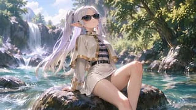 Example generated from “Anime Elf Girl Relaxing in a Forest River”
