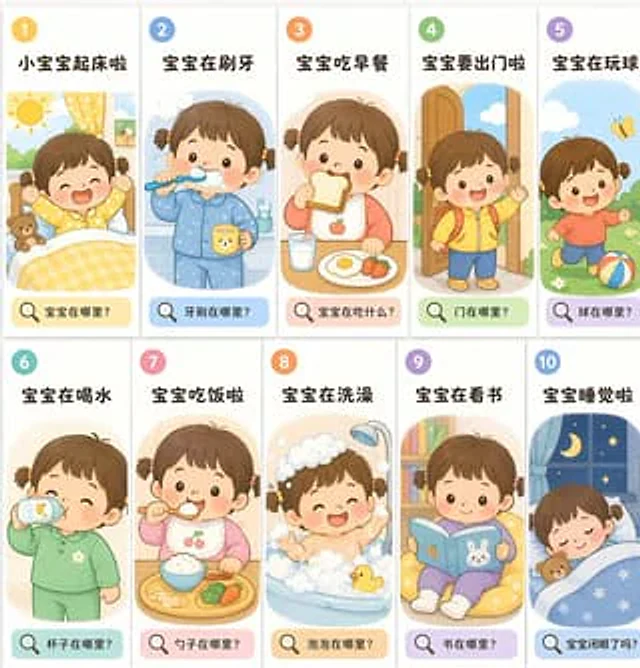Example generated from “Toddler Daily Routine Flashcard Grid”