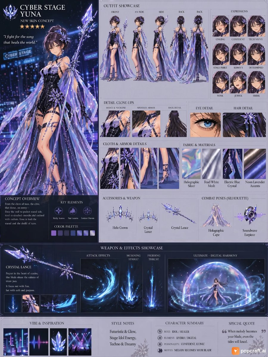 Example generated from “Cyber Stage Character Concept Sheet”