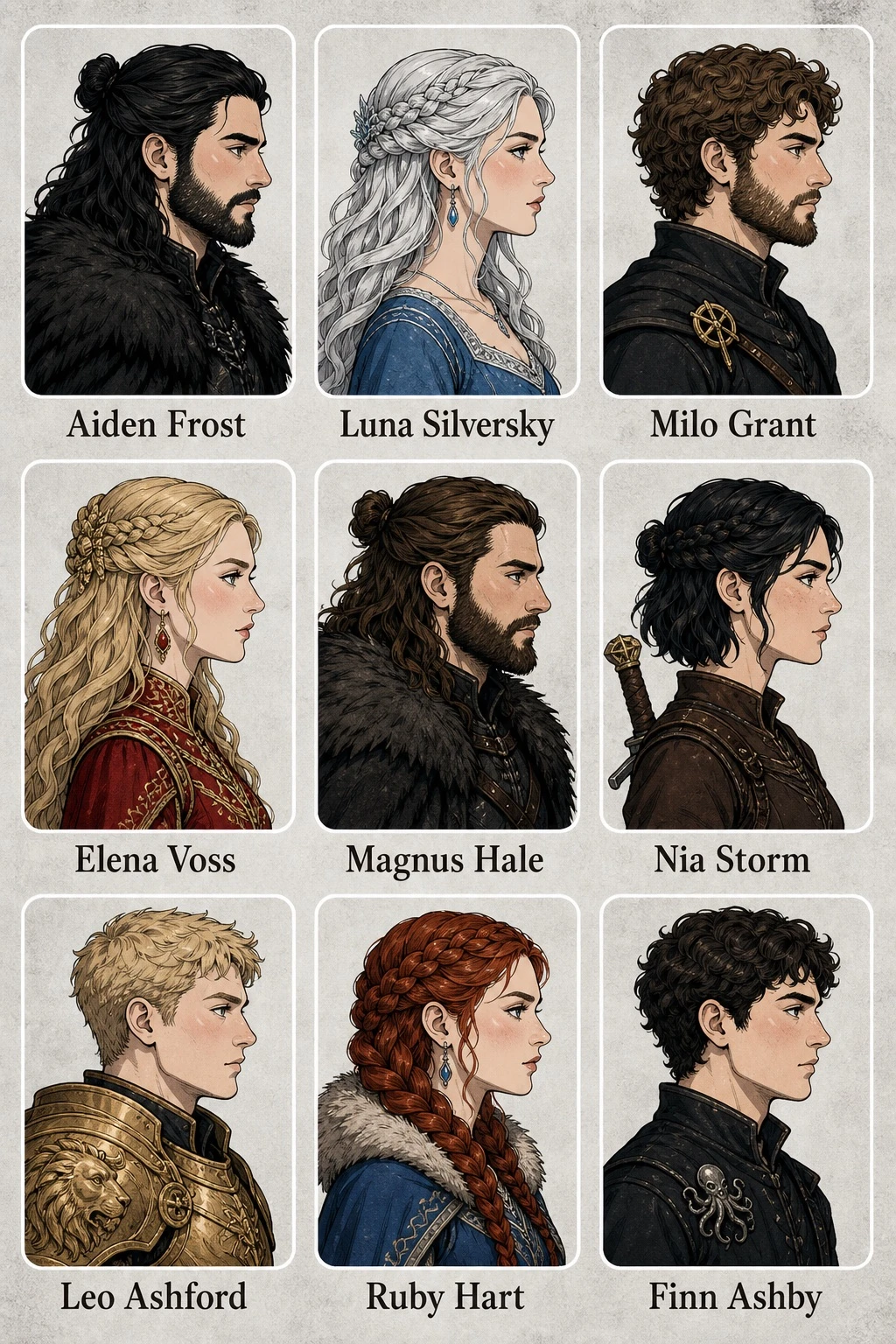 Fantasy Cast Profile Portrait Grid — ClawLabs AI · MIT