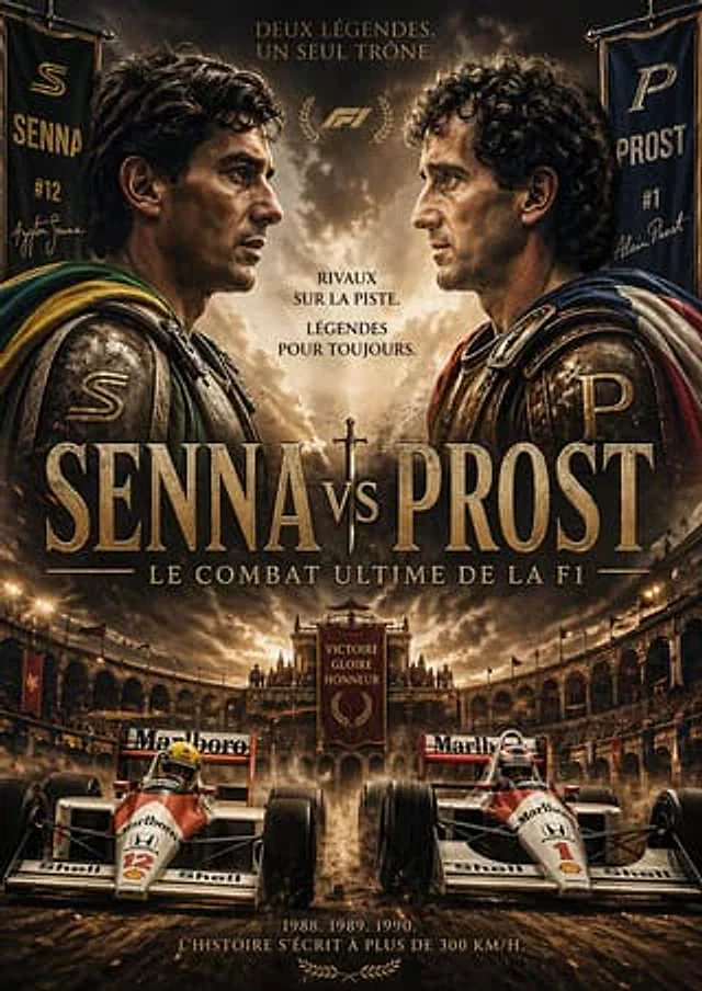 Example generated from “Epic Senna vs Prost Gladiator Poster”