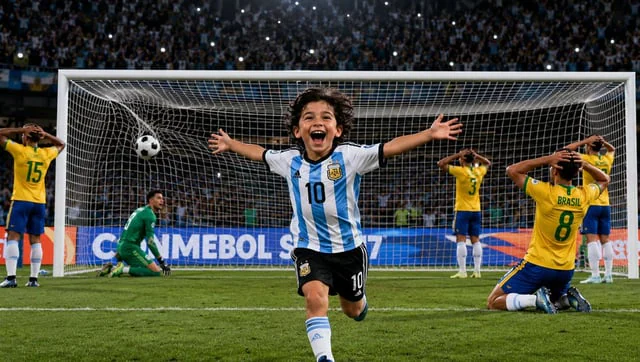 Example generated from “Boy Celebrates Argentina Goal”