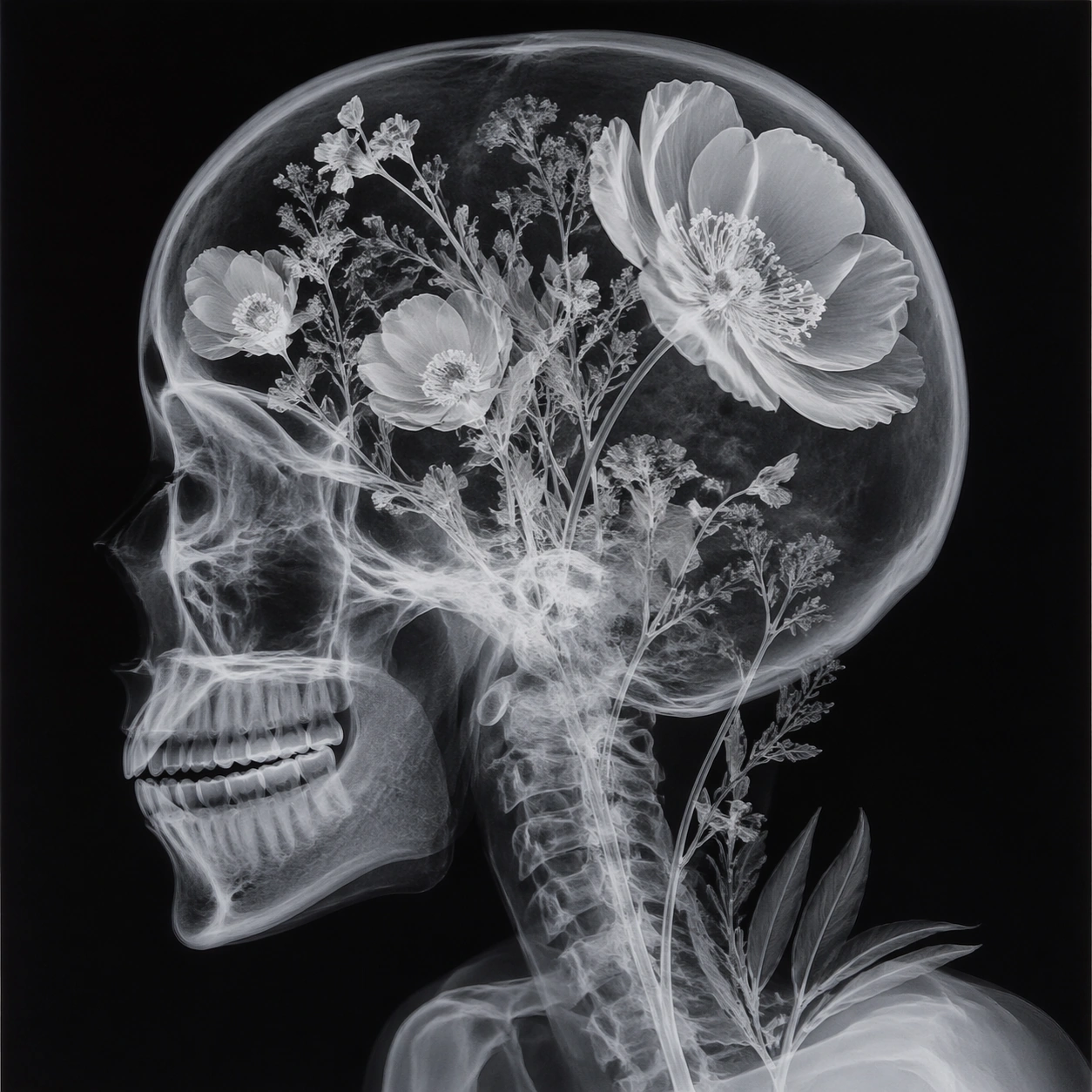 Example generated from “Floral X-Ray-Style Skull Artwork — ChaosRealmsAI · MIT”