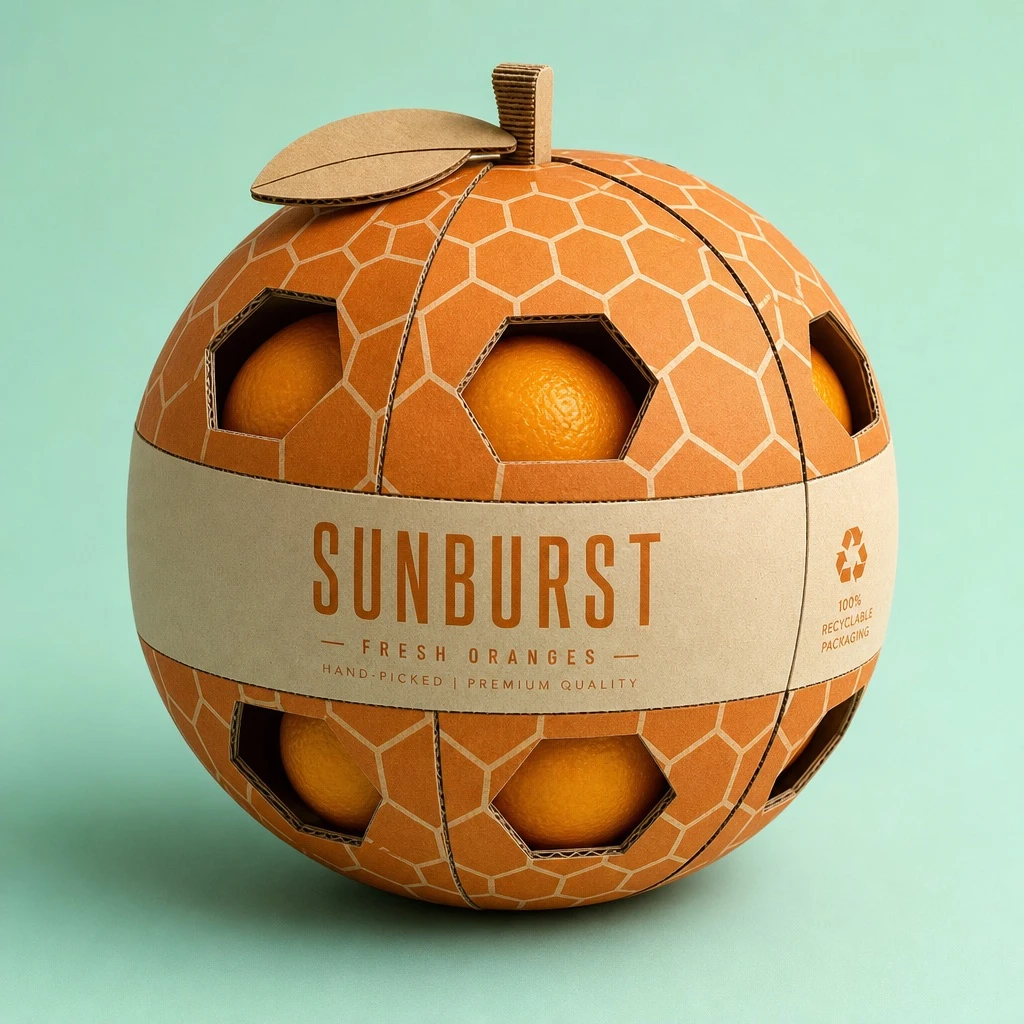 Fruit-shaped cardboard packaging concept — ClawLabs AI · MIT