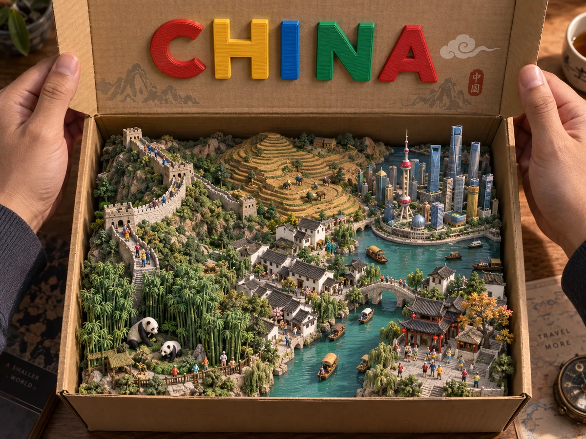 Example generated from “玩具盒中的国家立体模型”