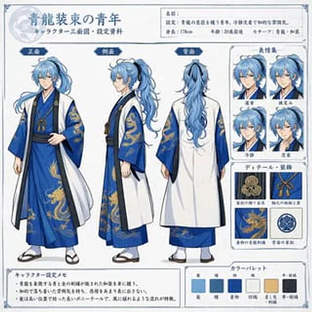 Example generated from “Anime Character Reference Sheet”