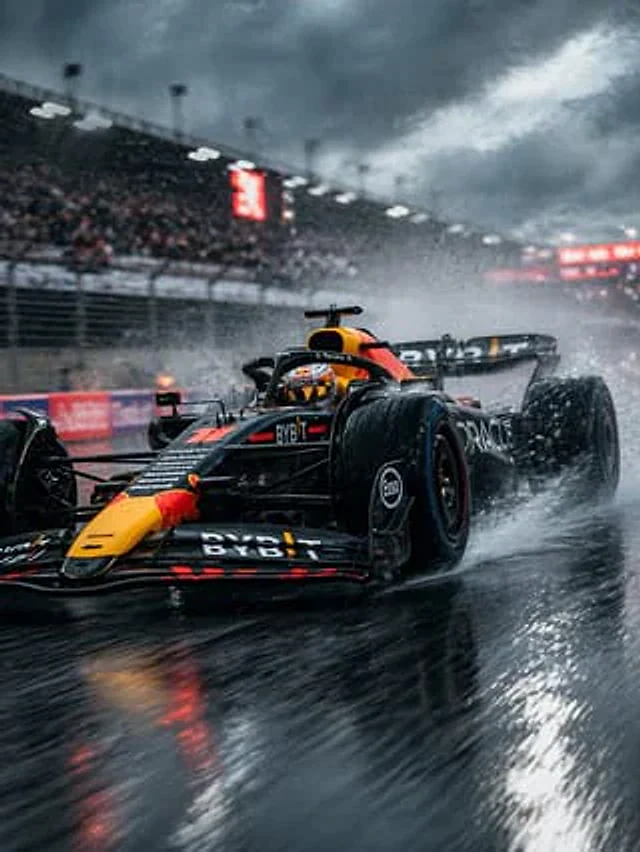 Example generated from “Rain-Soaked Formula Race Car Action”