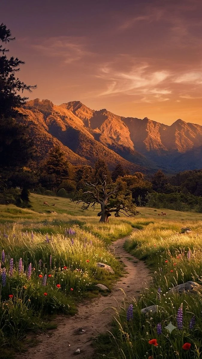 Golden-Hour Mountain Meadow