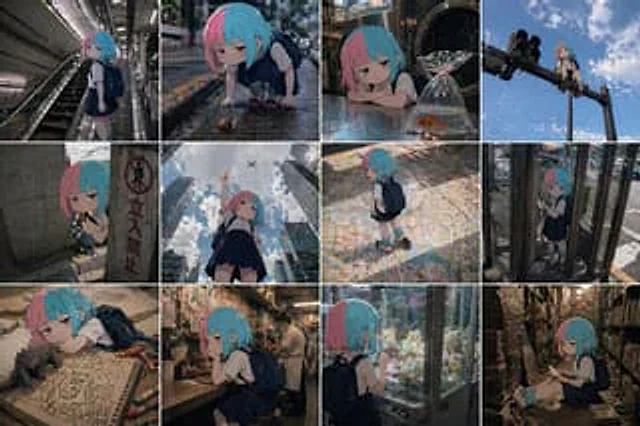 Example generated from “Anime Character in Real World Grid”
