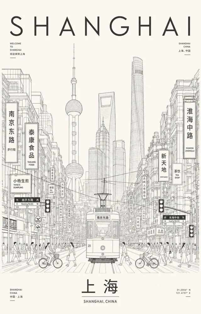 Example generated from “Shanghai Minimalist Line Art Poster”