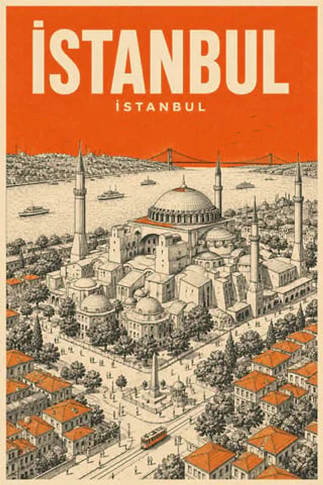 Example generated from “Minimalist Mid-Century Travel Poster”