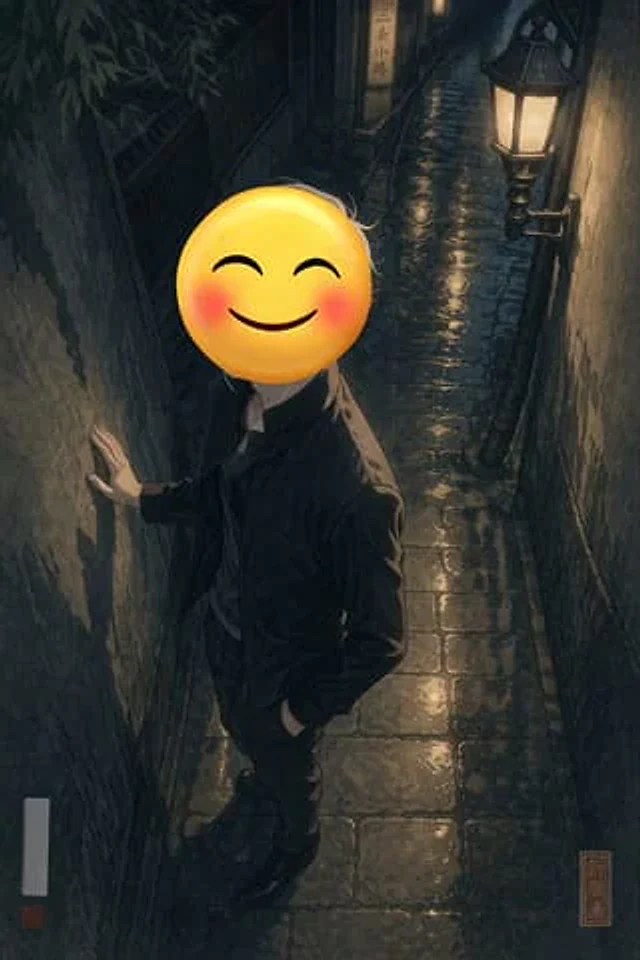 Example generated from “Emoji-Faced Figure in Wet Night Alley”
