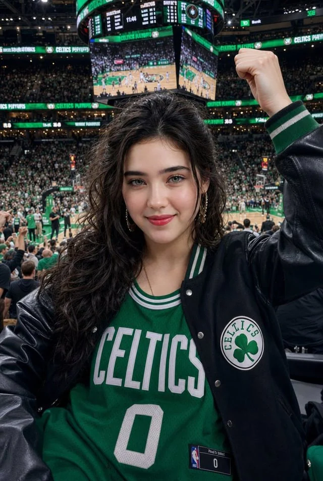 Example generated from “Celtics Fan Cheering in NBA Arena”