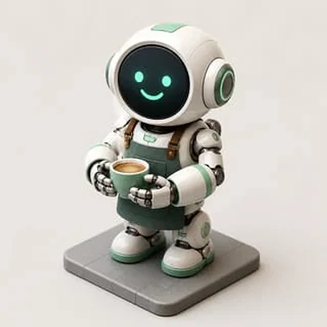 Example generated from “Friendly Robot Coffee Barista Mascot”