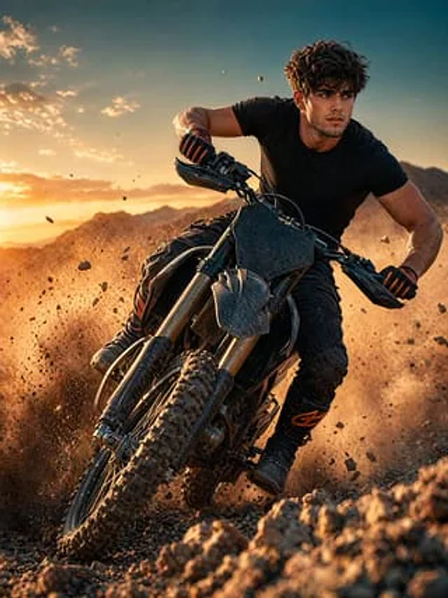 Example generated from “Sunset Motocross Action Portrait”