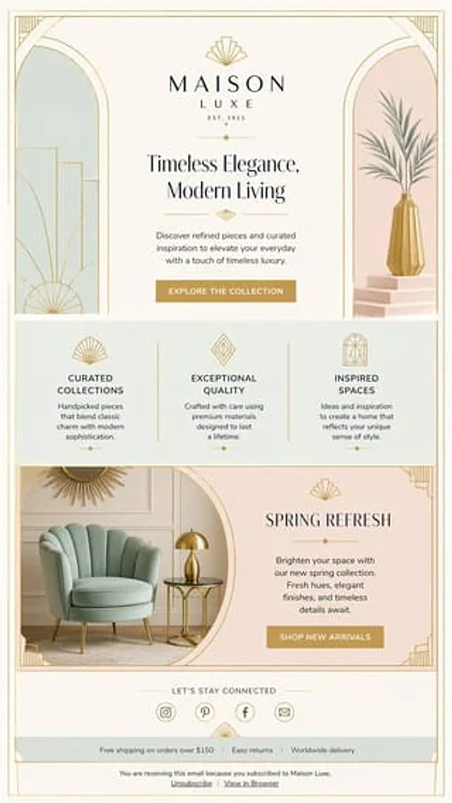 Example generated from “Luxury Art Deco Home Decor Email”