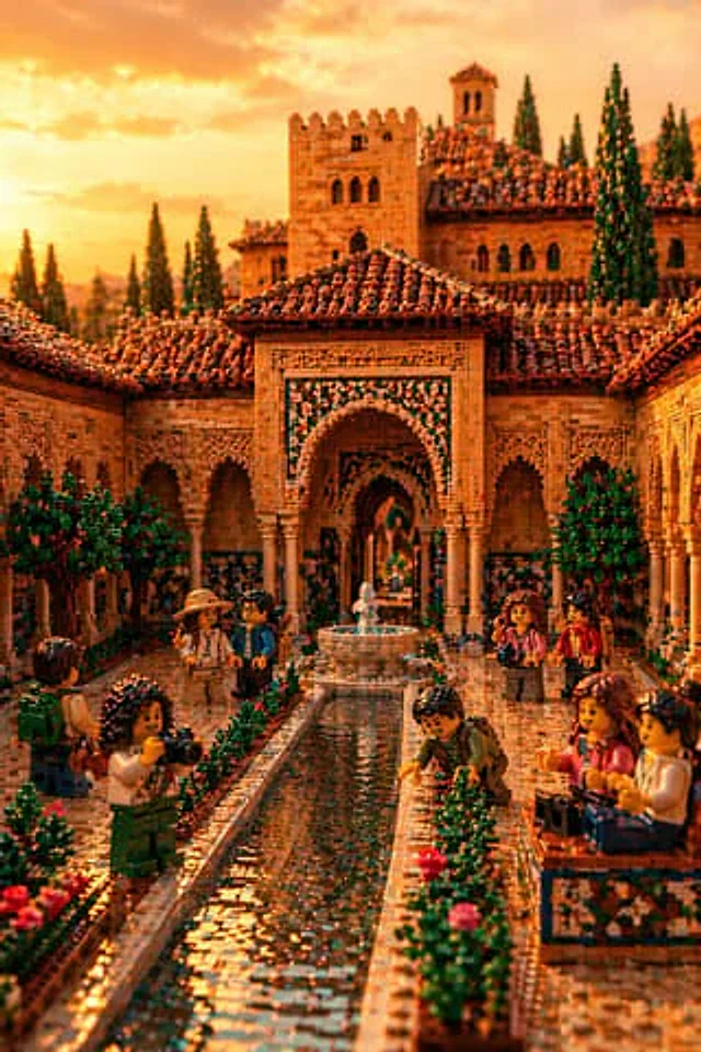 Example generated from “LEGO Alhambra Courtyard at Sunset”