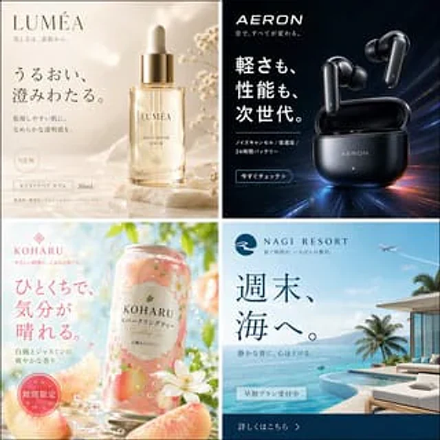 Example generated from “Four Japanese Ad Visuals Collage”