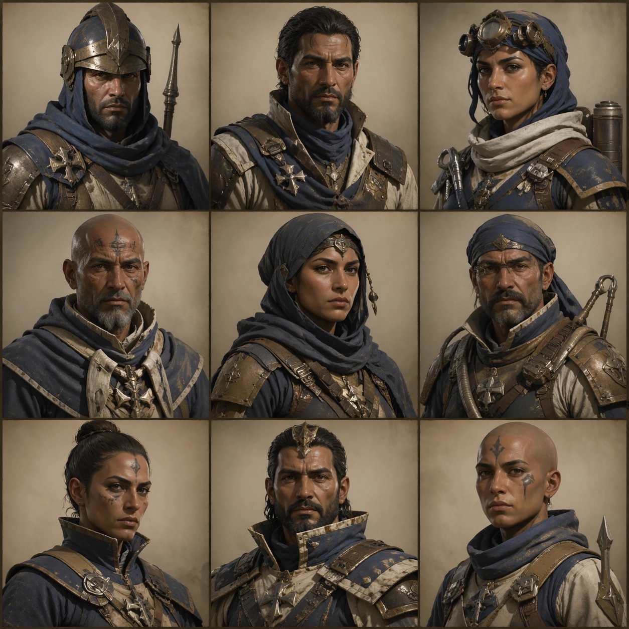 Desert Faction NPC Portrait Grid — ChaosRealmsAI · MIT