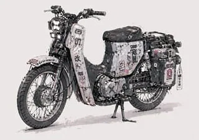 Example generated from “Weathered Custom Cub Concept Bike”